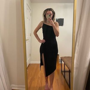 Black Asymmetrical Dress with Slit